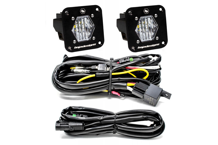 Baja Designs S1 Black Flush Mount LED Light Pod Reverse Kit, Wide Cornering - Clear