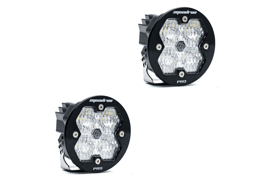 Baja Designs Squadron-R 2.0 Pro LED Auxiliary Light Pair Wide Cornering, Clear - No Harness