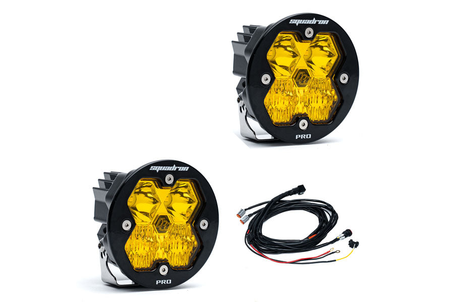 Baja Designs Squadron-R 2.0 Pro LED Auxiliary Light Driving/Combo, Baja Amber - Pair