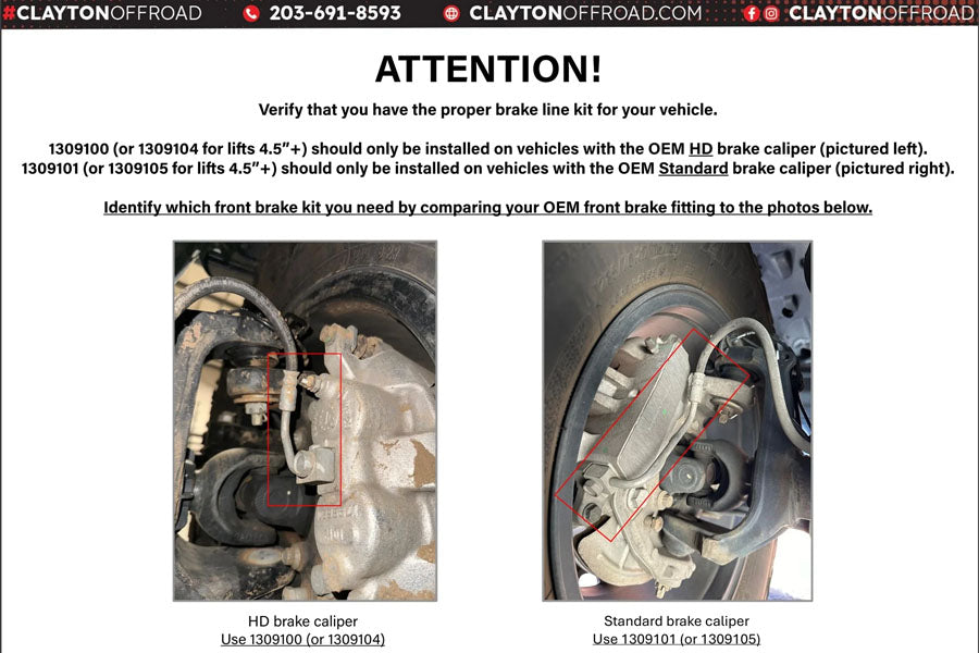 Clayton Off Road Standard Front Extended Brake Lines 40in
