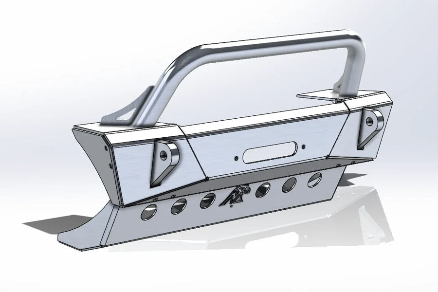 Next Venture Motorsports Featherweight Aluminum Front Stubby Bumper & Lower Skid Plate w/ Stinger - Bare