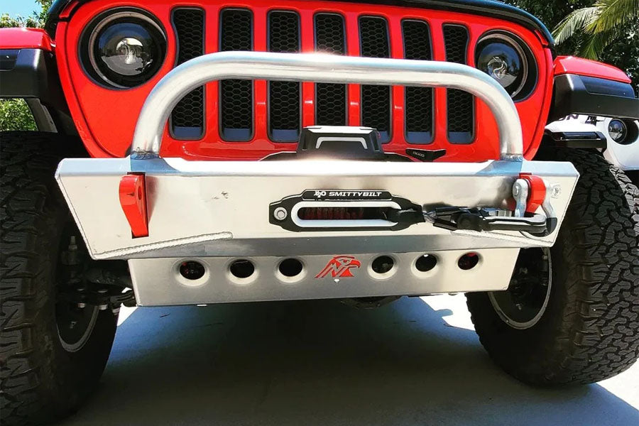 Next Venture Motorsports Featherweight Aluminum Front Stubby Bumper & Lower Skid Plate w/ Stinger - Bare
