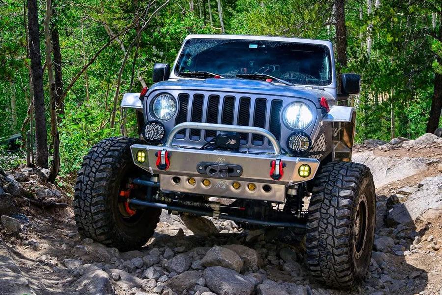Next Venture Motorsports Aluminum Adventure Front Bumper & Lower Skid Plate + Light Mount - Bare