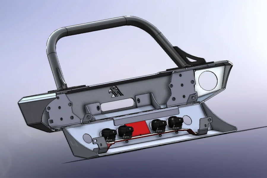Next Venture Motorsports Aluminum Adventure Front Bumper & Lower Skid Plate + Light Mount - Bare