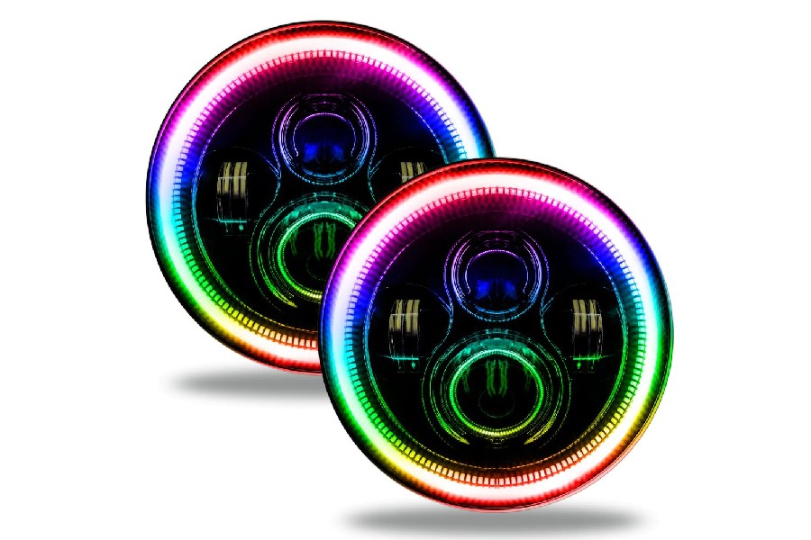 Oracle Lighting 7in High Powered LED Headlights (Pair) - Black Bezel - Dynamic ColorSHIFT