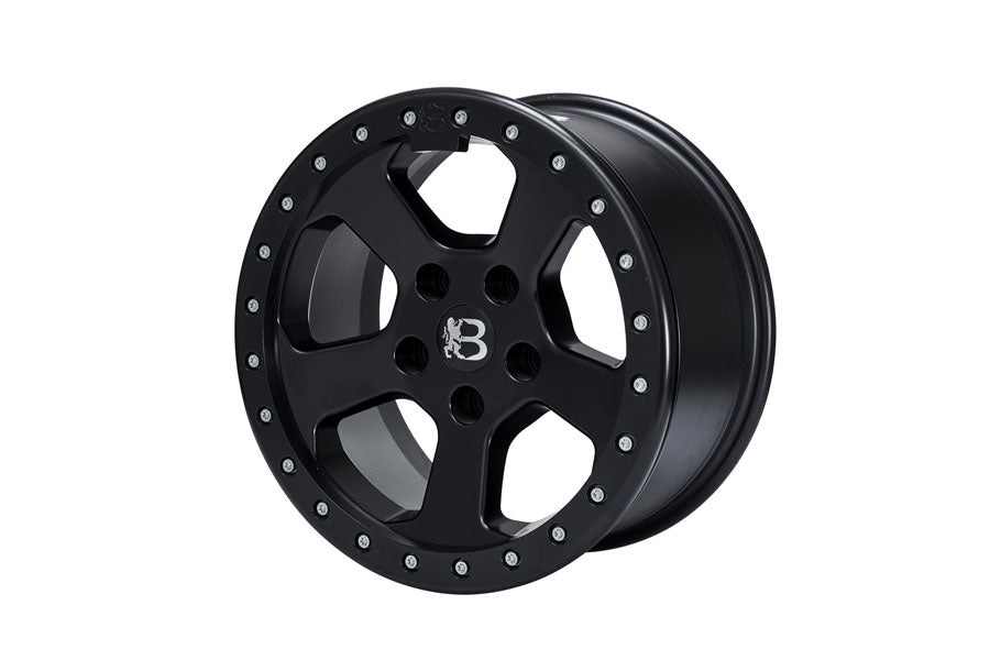 Bawarrion BON’Z 17x8.5 5x5 10mm Beadlock Wheel - Matte Black/Matte Black Ring w/ Chrome Logo