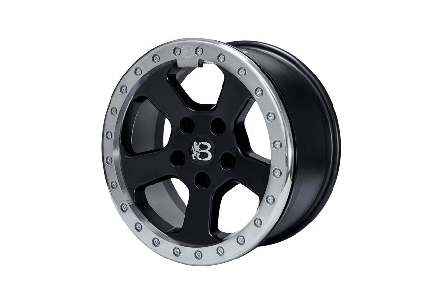 Bawarrion BON’Z 17x8.5 5x5 10mm Beadlock Wheel - Matte Black/Polished Ring w/ Chrome Logo