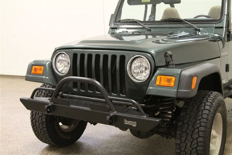Rock Hard 4x4 Legendary Mid-Width Front Bumper Straight Hoop w/ Tube Extensions