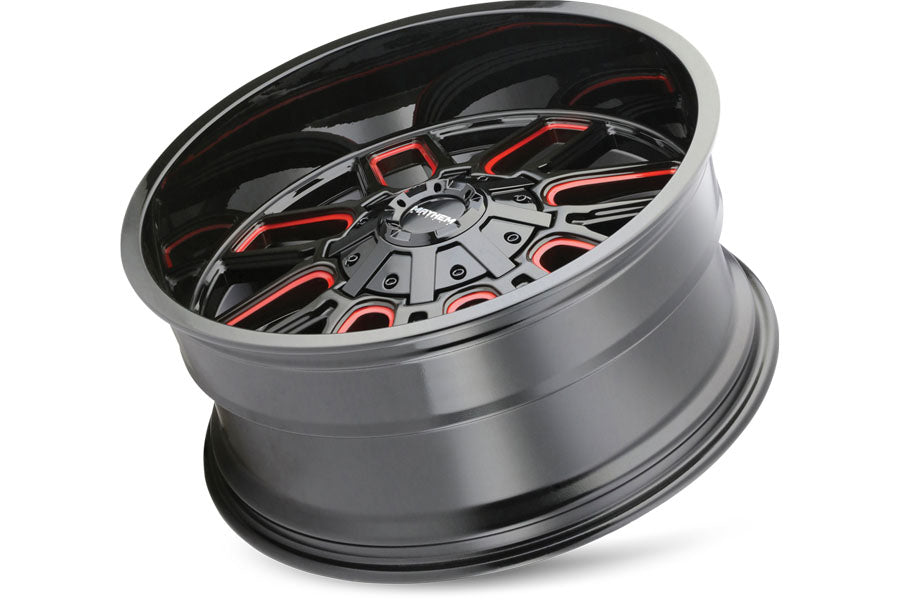 Dirty Life Mayhem Cogent 8107 Series Wheel, 17x9 5x5/5x5.5 -12mm - Black w/ Prism Red