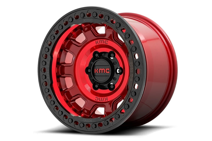 KMC WHEELS KM236 TANK SERIES BEADLOCK WHEEL 17X9 5X5 15MM OFFSET CANDY RED