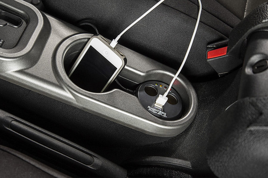 Rugged Ridge Power Cup, 2 x USB + 2 x Accessory Ports, Universal