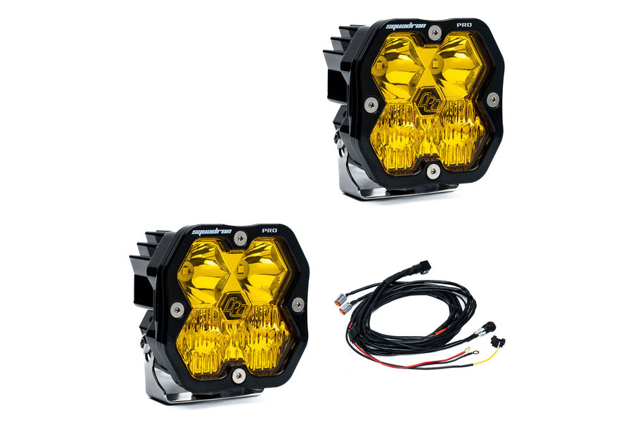 Baja Designs Squadron 2.0 Pro LED Auxiliary Light Driving/Combo, Baja Amber - Pair