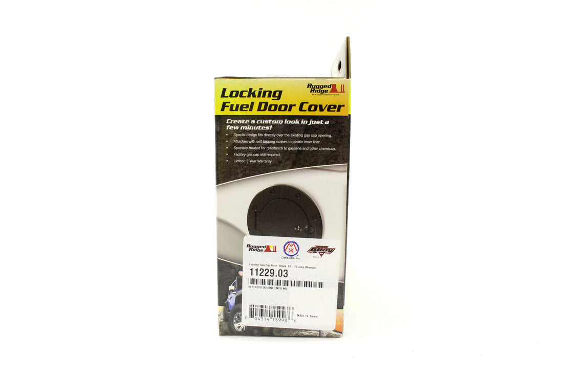 Rugged Ridge Locking Gas Cap Door Black Steel