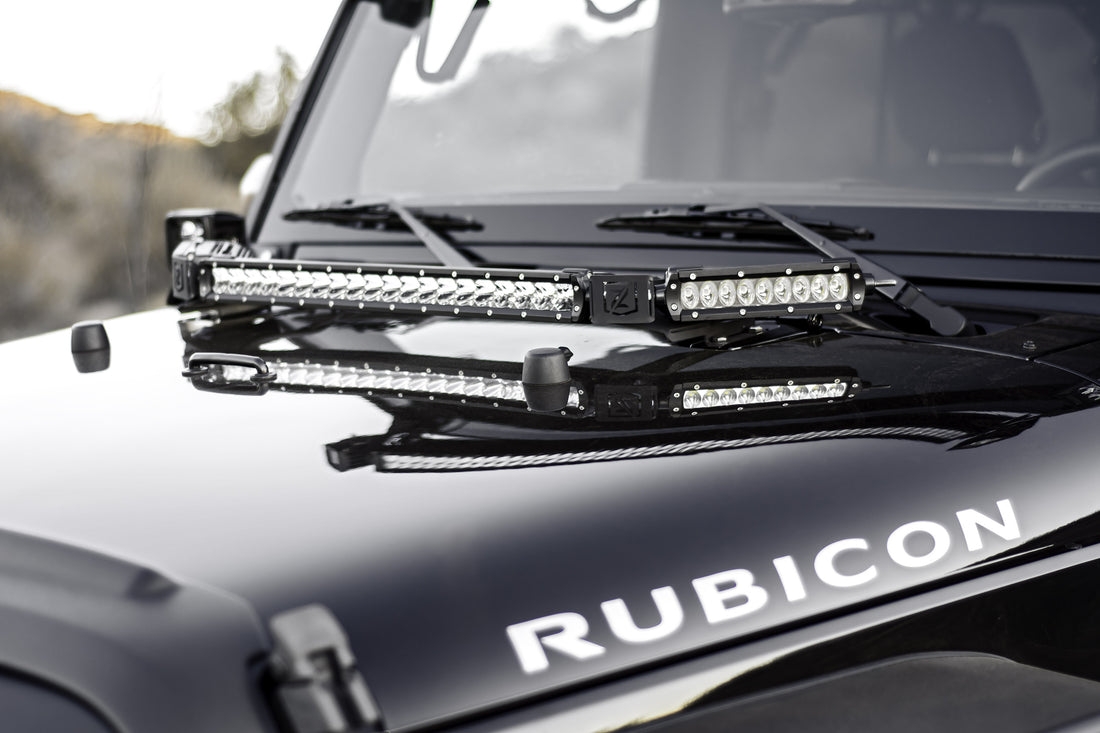 ZROADZ Hood Hinge Mounting Bracket Kit w/ 20in LED Light Bar and Two 6in LED Lights