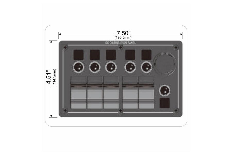 Bulldog Winch 5-Switch Voltmeter Panel w/Breakers