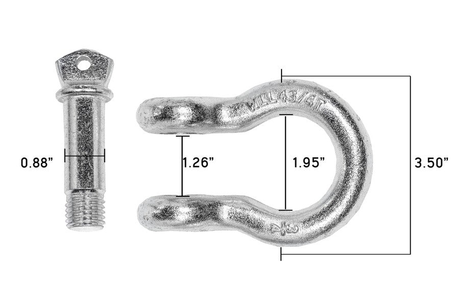 Overland Vehicle Systems Recovery ShacklesD-Ring 3/4in 4.75 Ton Zinc