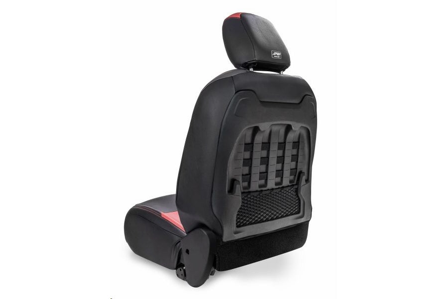 PRP Front Seat Covers w/Molle, Pair, Black w/Red Stitch