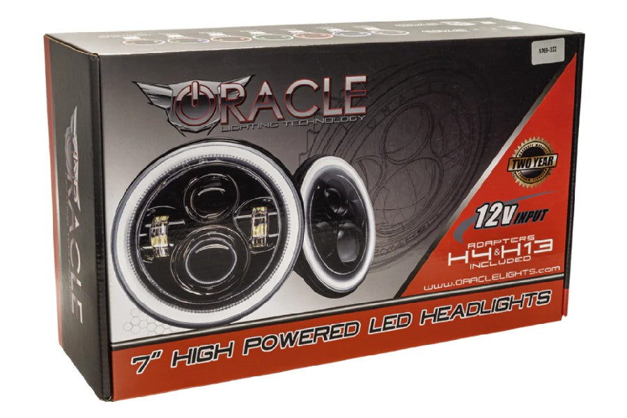 Oracle Lighting 7in High Powered LED Headlights (Pair) - Black Bezel - Dynamic ColorSHIFT