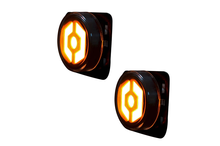 RECON Round Front Fender LED Lights, Amber - Smoked Lens