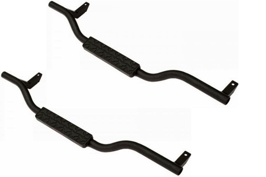 Rampage 2in Slimline Wheel to Wheel Round Side Steps, Black
