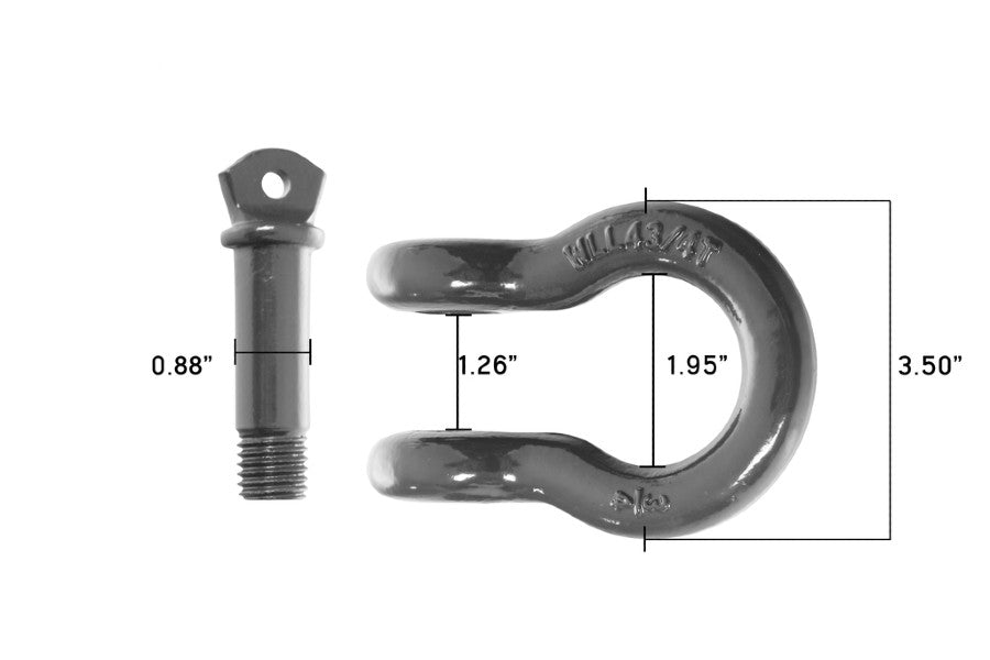 Overland Vehicle Systems Recovery ShackleS 3/4in 4.75 Ton, Grey