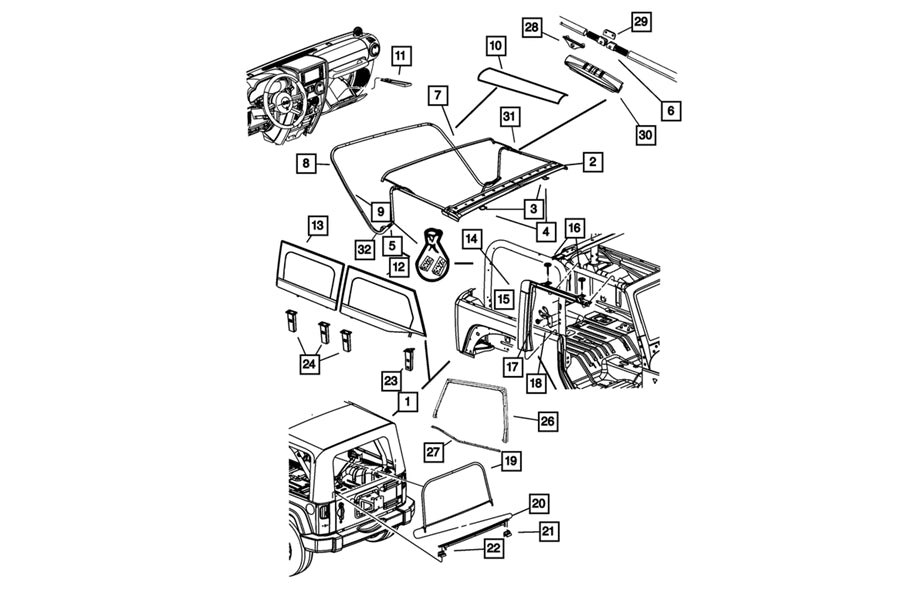 Mopar Passenger Side Door Surround - No Sunrider Top