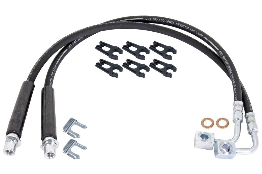 RockJock Extended Rear Braided Brake Hose Kit