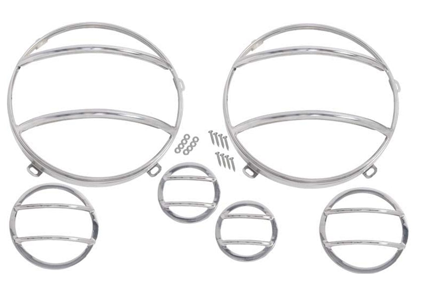 Kentrol 6-Pieces Headlight and Marker Cover Set - Polished Silver