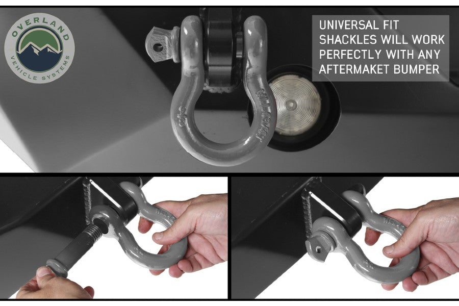 Overland Vehicle Systems Recovery ShackleS 3/4in 4.75 Ton, Grey