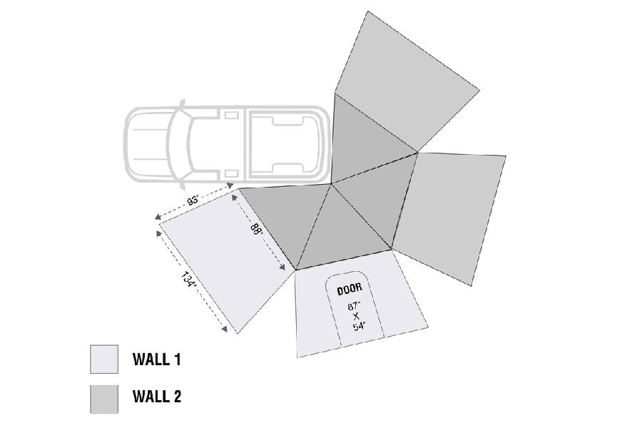 Overland Vehicle Systems Nomadic LT 270 Awning/Wall 1,2 and Mounting Brackets - Driverside