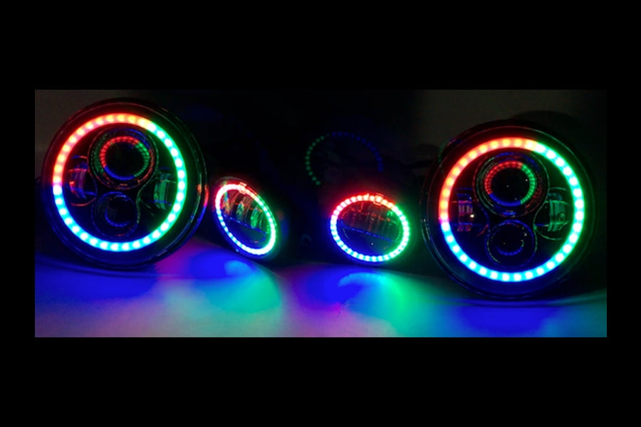 Quake LED Tempest Series 7in HD RGB Headlight/Fog Light Kit