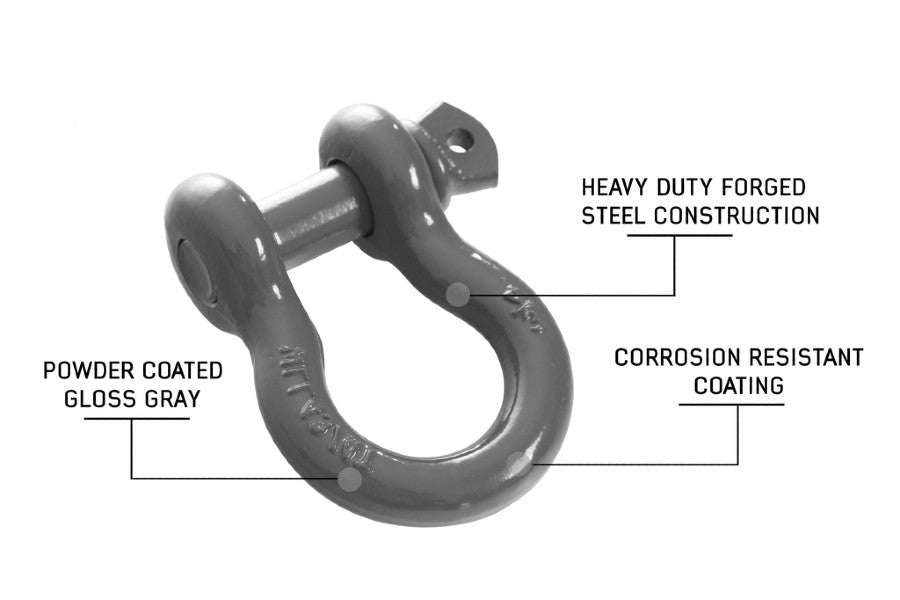 Overland Vehicle Systems Recovery ShackleS 3/4in 4.75 Ton, Grey