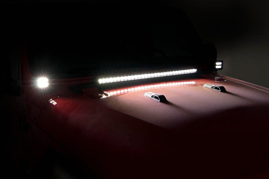 Rough Country 2in Black-Series LED Lower Windshield Kit w/ Amber DRL