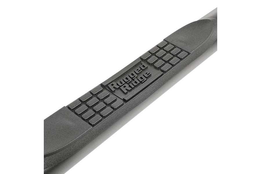 Rugged Ridge 3in Round Side Steps - Fine Textured Black