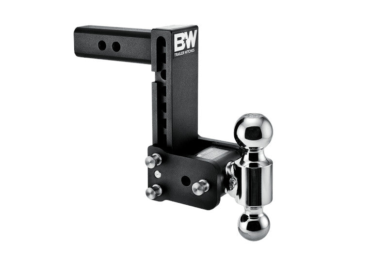 B&W Hitches Tow & Stow 2in Dual Ball Receiver Hitch, Black, 7in Drop-7.5in Rise
