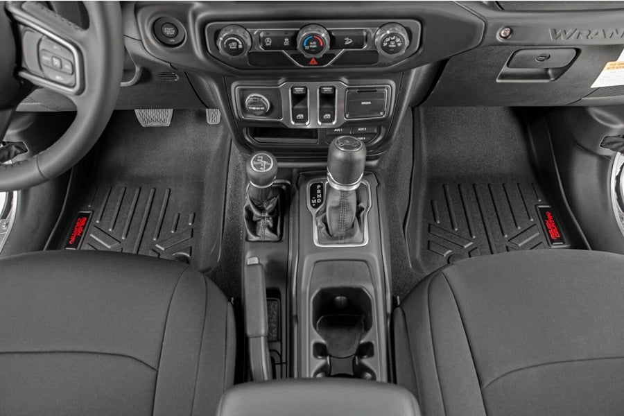 Rough Country Front & Rear Heavy Duty Floor Mats w/o Under Seat Lockable Storage