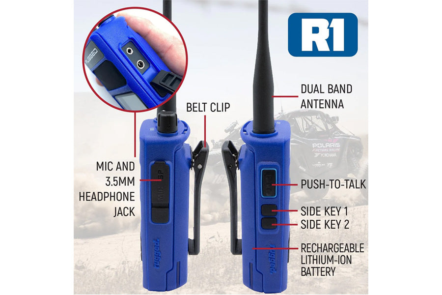 Rugged Radios R1 Business Band Two Way Handheld Radio - Digital and Analog - Blue