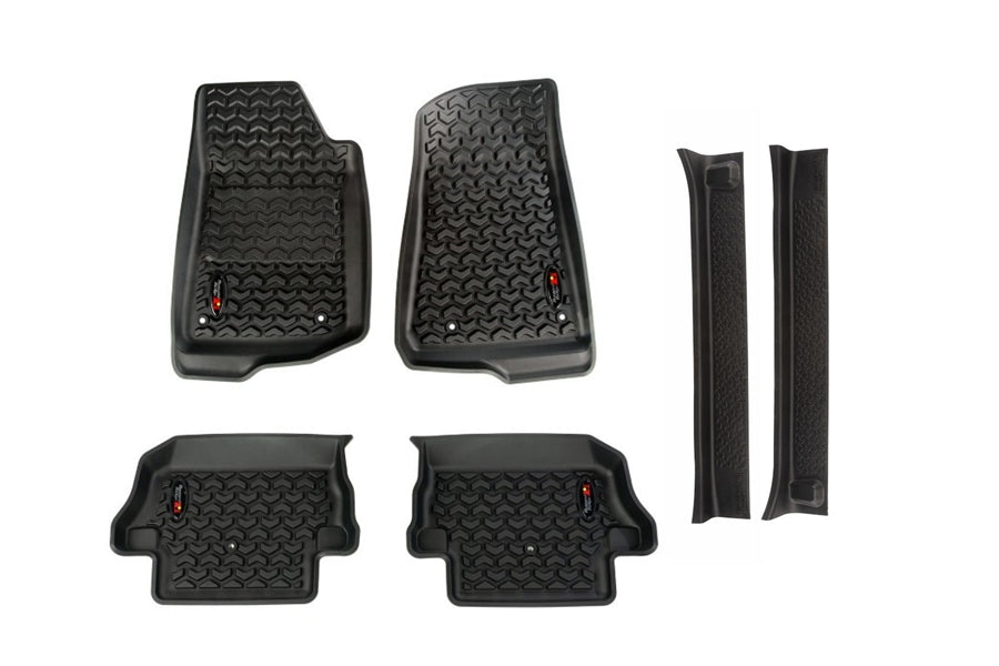 Rugged Ridge All Terrain Floor Liner Kit w/Door Entry Guards Package