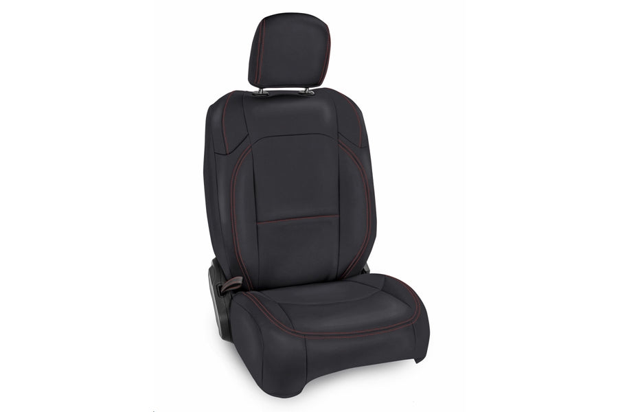 PRP Front Seat Covers w/Molle, Pair, Black w/Red Stitch