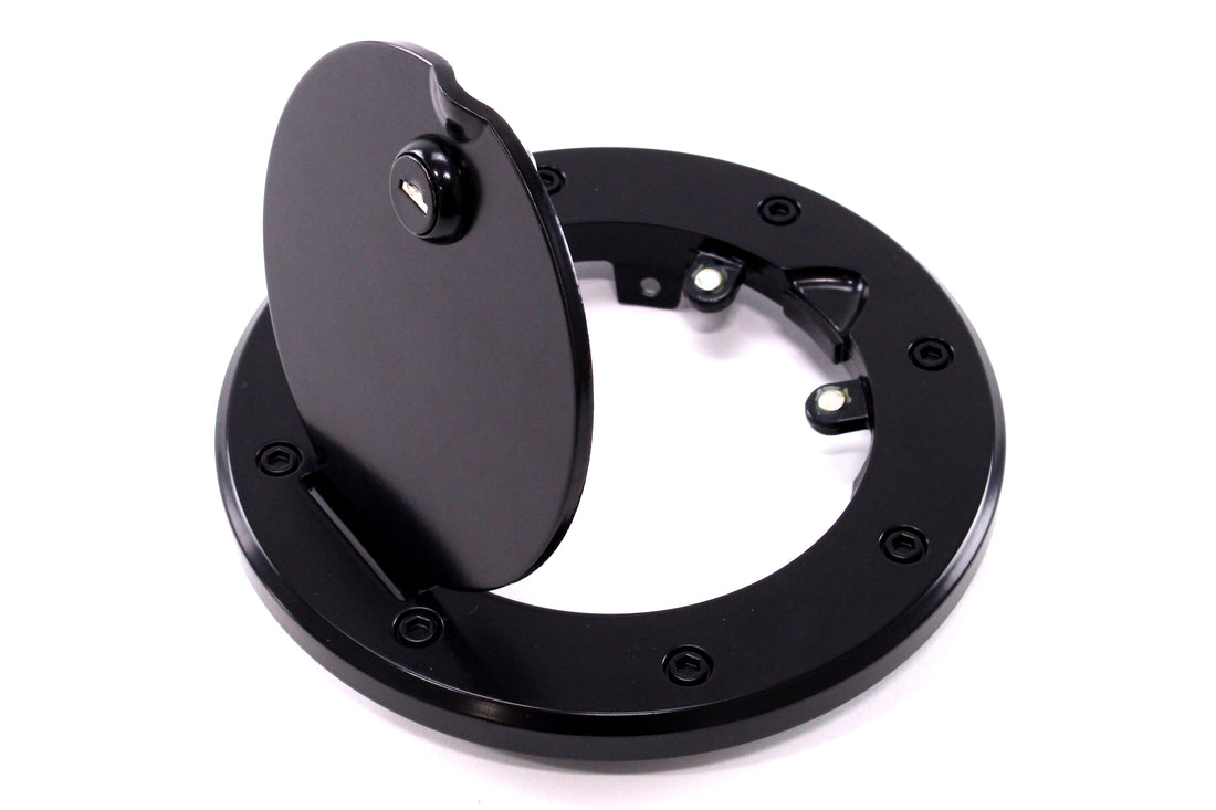 Rugged Ridge Locking Gas Cap Door Black Aluminum