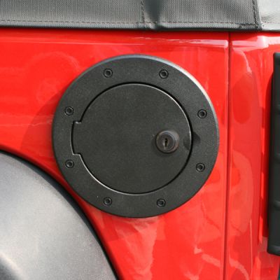 Rugged Ridge Locking Gas Cap Door Black Aluminum