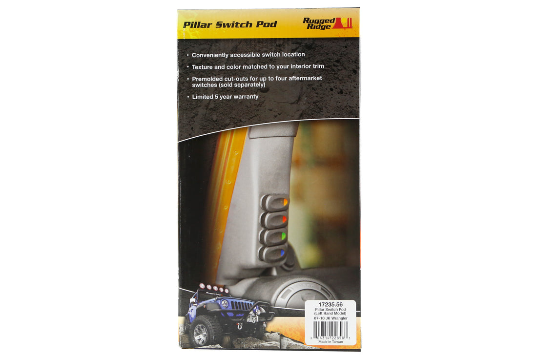 Rugged Ridge A-Pillar 4-Switch Pod Left Side