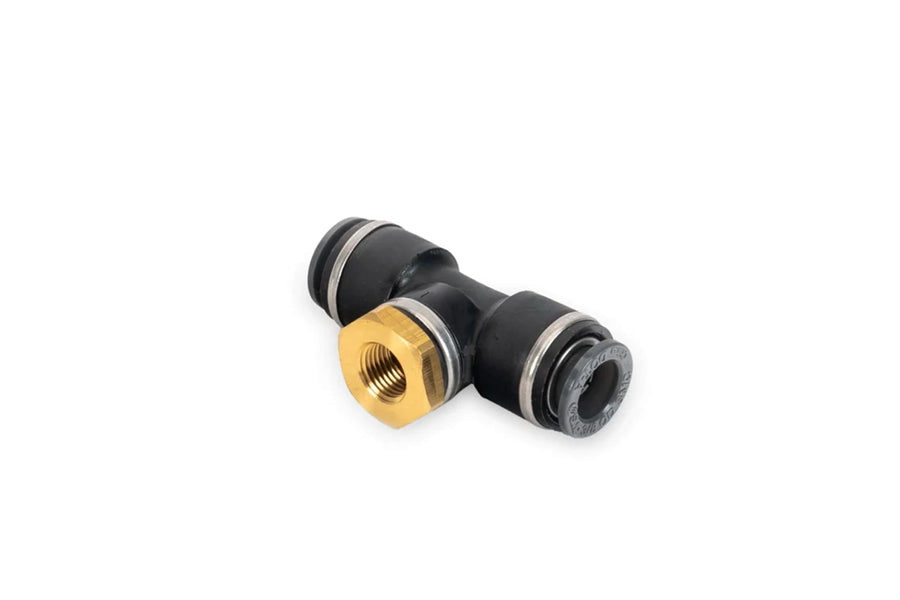 AccuAir Suspension Pressure Sensor Tee (3/8in DOT/PTC Tee -to- 1/8in NPT Female)