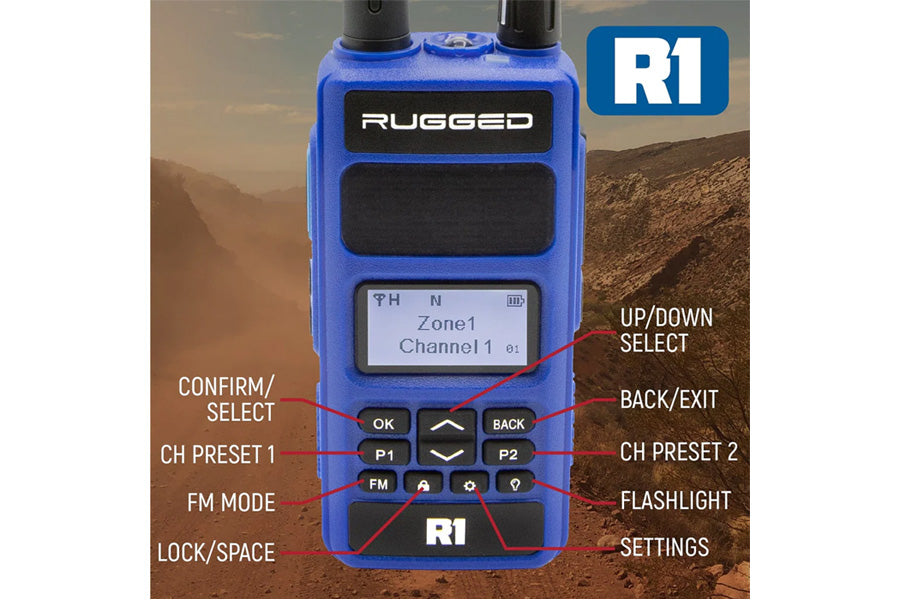 Rugged Radios R1 Business Band Two Way Handheld Radio - Digital and Analog - Blue