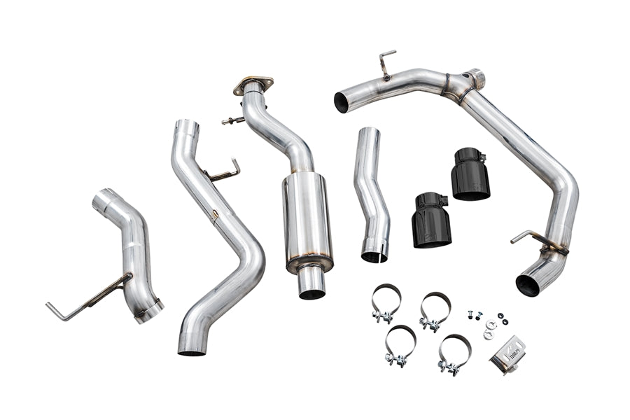 AWE 0FG Dual Cat-Back Exhaust System - Black Tips