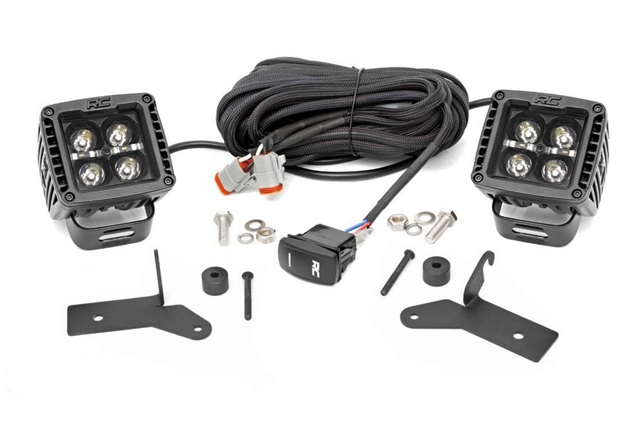 Rough Country 2in Black-Series LED Lower Windshield Kit w/ Amber DRL