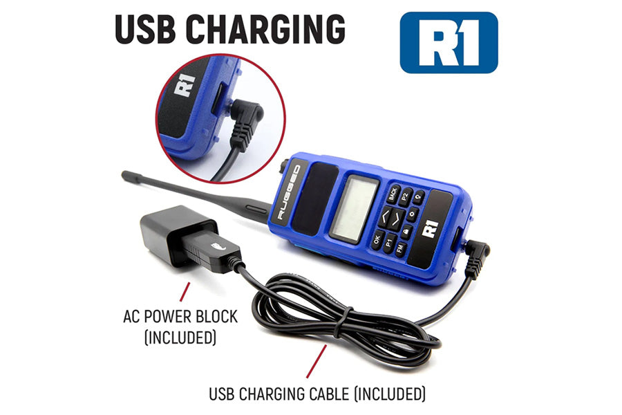 Rugged Radios R1 Business Band Two Way Handheld Radio - Digital and Analog - Blue