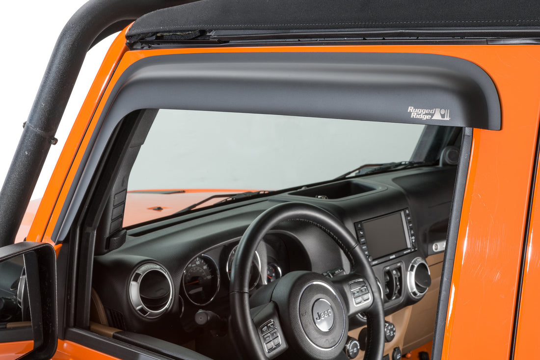 Rugged Ridge Front Window Visors, Matte Black