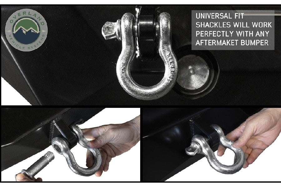 Overland Vehicle Systems Recovery ShacklesD-Ring 3/4in 4.75 Ton Zinc
