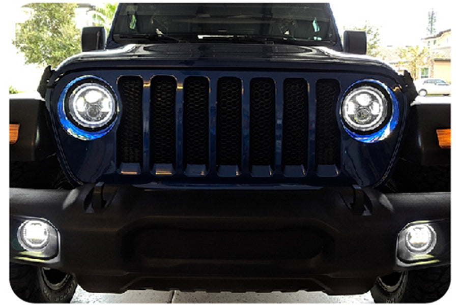 Quake LED Tempest Series 9in White DRL Halo / Amber Turn Signal Headlights